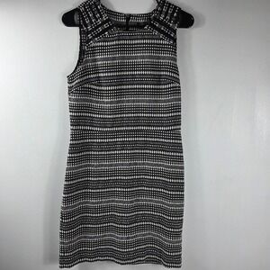 Banana Republic Black White Geometric Print Sleeveless Sheath Dress‎ Size 8